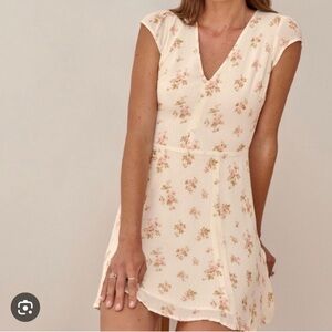 Reformation Devon Mini Dress in Floral Cream